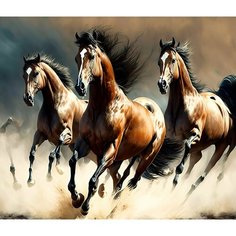Алмазная мозаика на подрамнике 40*50 "Бегущий табун лошадей" Нет бренда