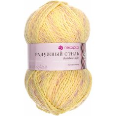 Пряжа Пехорка Радужный стиль мулине светло-желтый-фиалка (1033), 25%шерсть/75%ПАН, 200м, 100г, 1шт
