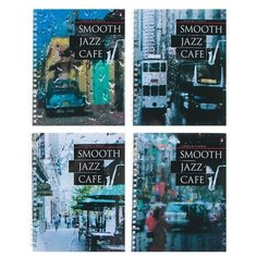 Тетрадь 96 листов в клетку на гребне JAZZ CAFE, обложка мелованный картон, глянцевая ламинация, микс Альт
