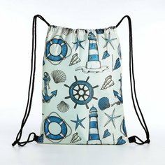 Мешок для обуви Якорь и маяк, 32*0,5*40 см, отд на шнурке, белый 9824419 Сима ленд