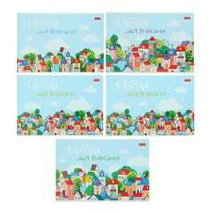 Альбом для рисования А4, 12 листов на скрепке "Городок", блок 100 г/м2, микс Россия