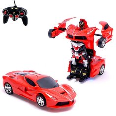 Робот с трансформацией радиоуправляемый «Спорткар», работает от батареек, цвет красный Россия