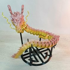 Дракон игрушка, 3D фигурка дракона на Новый год и для интерьера, гибкая шарнирная игрушка-антистресс, желто-розовый Нет