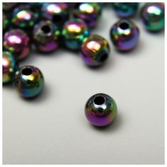 Бусины для творчества пластик "Бензиновый" набор 20 гр 0,8х0,8 см, 2 штуки Арт Узор