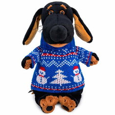 Budi Basa Мягкая игрушка Собака Ваксон в свитере со снеговиком 25 см Vaks25-052