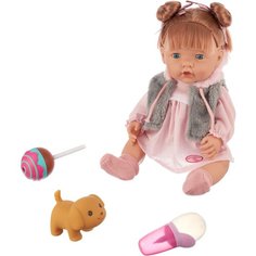 Пупс Junfa toys Baby Ardana в платье и меховой жилетке, 40 см, WJ-C0021 мультиколор