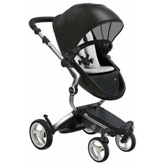 Коляска 2в1 Mima Xari Black на серебристом шасси с матрасиками Stone white