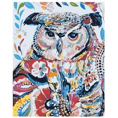 Картина по номерам, "Живопись по номерам", 80 x 100, A490, иллюстрация, птица, цветы, дудлинг, живопись, крупным планом