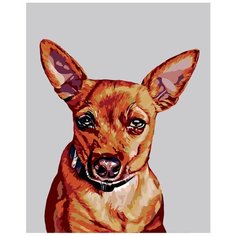 Картина по номерам, "Живопись по номерам", 100 x 125, A238, животное, пес, ошейник, пушистый, уши, рыжий