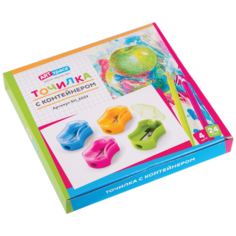 Точилка пластиковая ArtSpace 1 отверстие, контейнер, с крышкой, ассорти