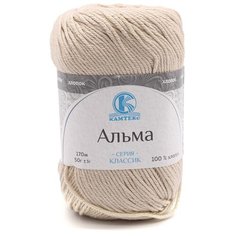 Пряжа для вязания Камтекс Альма, 50г, 170м (100% хлопок) (006 светло-бежевый), 5 мотков