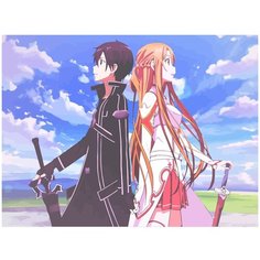 Картина по номерам на холсте Sword art online - 2 (аниме, персонаж, мастера меча онлайн, постер, картина) 40 х 30