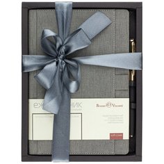 Набор Bruno Visconti Marseille ручка и ежедневник недатированный, искусственная кожа, А5, 136 листов, серый, цвет бумаги тонированный