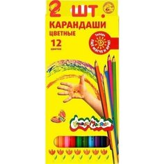 Карандаши цветные Каляка-Маляка 12 цветов шестигранные 2 шт.