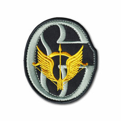Нашивка ( Шеврон / Патч / Patch ) Тактическая ССО ( Силы Специальных Операций РФ ) Сенеж Фигурная Черная (Черный / На липучке) Atributica