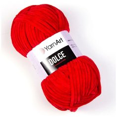 Пряжа плюшевая Yarnart Dolce/Ярнарт Дольче - Красный N 748, 120м/100гр, 100% микрополиэстр, 1 шт/пряжа для игрушек, пледов и одежды