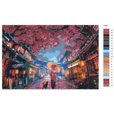 Картина по номерам Y-928 "Девушка с котом и Японские улицы" 80x120 Brushes Paints