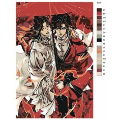 Картина по номерам S205 "Аниме - Благословение небожителей. Чэн xуа и Лянь Се" 80x120 Brushes Paints