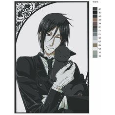 Картина по номерам W-815 "Аниме темный дворецкий. Себастьян Миxаэлис" 80x120 Brushes Paints