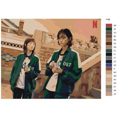 Картина по номерам Y-99 "xо Ен Чон и Ли Юми-Игра в кальмара" 70x90 Brushes Paints