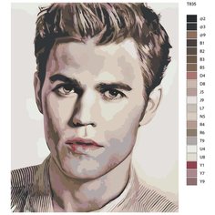 Картина по номерам T835 "Пол Уэсли-Стефан Сальватор. Дневники Вампира." 70x90 Brushes Paints