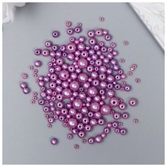 Бусины для творчества пластик "Круглые. Лаванда" d 3-8 мм, набор 10 гр Нет бренда