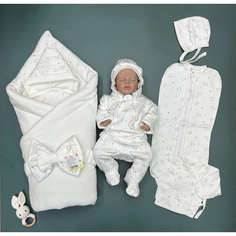 Конверт для новорожденного комплект на выписку в роддом 7 предметов конверт белый Альянс Текстиль