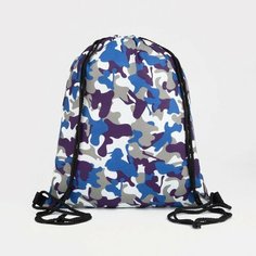 --- Мешок для обуви на шнурке, цвет синий/камуфляж