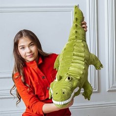 Мягкая игрушка длинный крокодил 120 см / Плюшевый длинный зелёный крокодил. Kids World