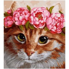 Картина по номерам Кошечка в цветах 40х50 см Hobby Home