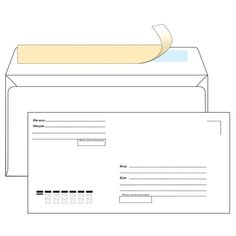 Конверты Ecopost Куда-Кому, Е65, стрип, 110х220 мм, 1000 шт