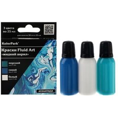 Краска для техники "Флюид Арт", набор 3 цвета х 25 мл, KolerPark Нет бренда