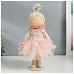 Кукла интерьерная "Малышка-принцесса в розовом платье, с медведем" 37,5х15х18,5 см Noname