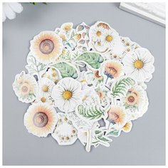 Наклейки для творчества "Ромашки и подсолнухи" набор 46 шт 4,4х4,4х1,1 см Без бренда