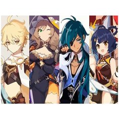 Картина по номерам на холсте игра Genshin Impact (Паймон, Лиза, Кейа, Делюк, Ху Тао) - 8161 Г 30x40