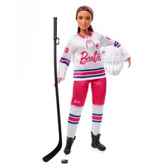 Кукла Barbie Зимние виды спорта Хоккеист, HFG74 темно-розовый