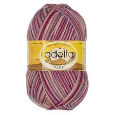 Пряжа Adelia "JAKE" 75% шерсть, 25% нейлон №24 сиреневый-лиловый-бордовый-кремовый - 5 мотков по 100 г