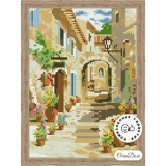 Алмазная мозаика на подрамнике 30х40, полная выкладка, Южная улочка Цветной