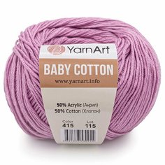 Пряжа для вязания YarnArt Baby Cotton 50гр 165м (50% хлопок, 50% акрил) (415 сиреневый), 10 мотков