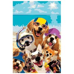 Картина по номерам, "Живопись по номерам", 100 x 150, A457, животные, собаки, лето, отдых, плавание, дайвинг, каникулы