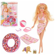 Игр. наб. Defa Lucy "Пляжный отдых", в компл. кукла 29см, предм. 8шт., блистер
