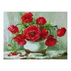Алмазная мозаика Маки в белой вазе 30x40 см. Paintboy