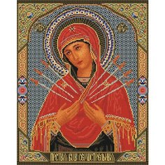 Алмазная мозаика Белоснежка "Божья Матерь Семистрельная" / Набор алмазной мозаики 40х50 см / На подрамнике / Полная выкладка / Икона