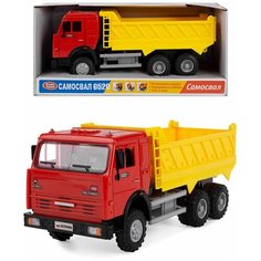 Машинка инерционная Play Smart 1:16 «КАМАЗ: Самосвал» 9099-C Автопарк, свет и звук / Красно-желтая