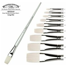 Кисть Winsor&Newton Кисть для масла синтетика плоская удлинененная №6 Winsor&Newton ARTISAN Long Flat, длинная ручка
