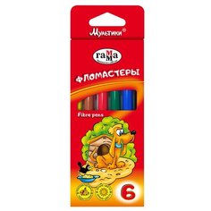 Набор фломастеров 6 цветов Гамма "Мультики" (линия 1-2.2мм, смываемые) картонная упаковка (180319_03) Gamma