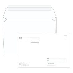 Конверты С4 ряжская печатная фабрика (229х324 мм), отрывная полоса, "Куда-Кому", 100 г/м2, комплект 500 шт.