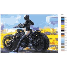 Картина по номерам Z835 "Девушка с ружьем на мотоцикле" 40х60 Brushes Paints