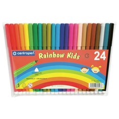 7 7550 2402 Фломастеры Centropen "Rainbow Kids", 24цв, трехгранные, смываемые, ПВХ
