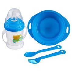 Набор детской посуды «Малыш», 4 предмета: тарелка, бутылочка, ложка, вилка, от 5 мес. Крошка Я